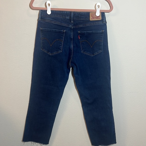 Levi's Mid Rise Skinny Blue Denim Jeans Cropped Raw Hem 10 - Picture 4 of 4